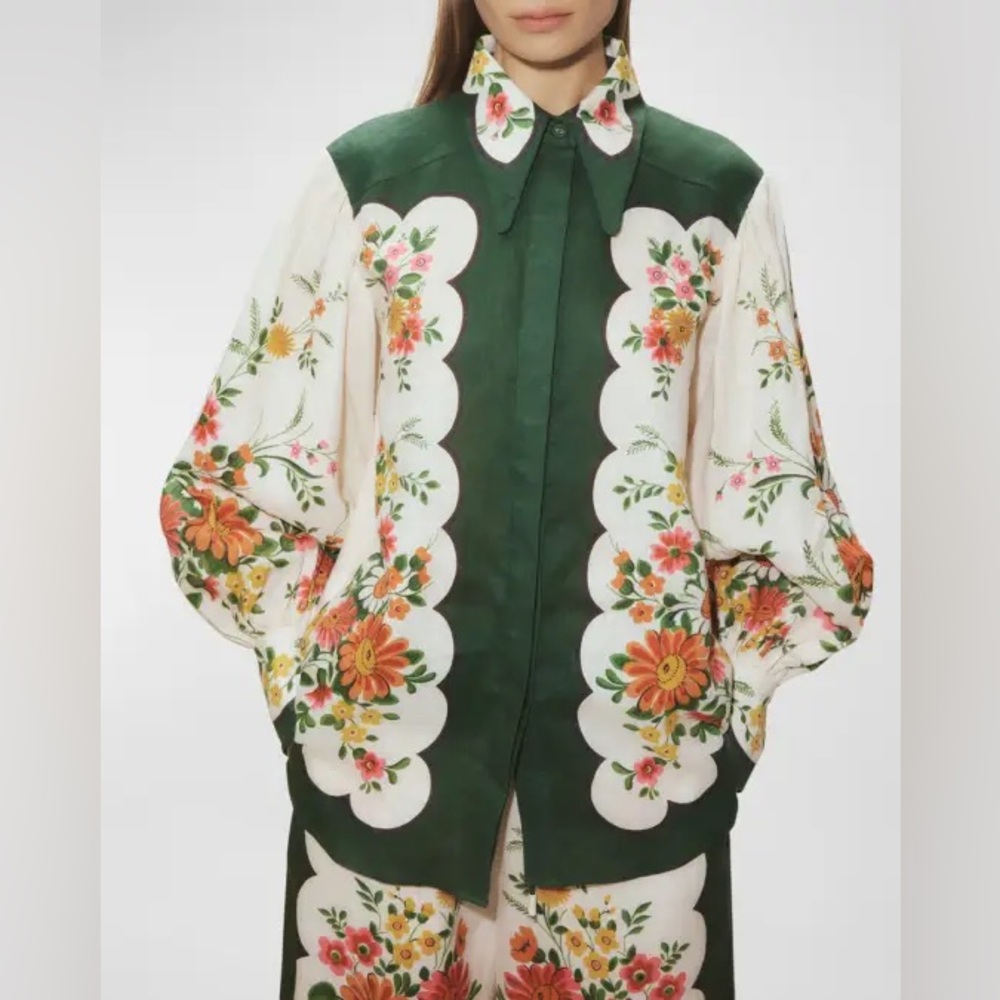 ALEMAIS Elisabetta floral-print linen shirt